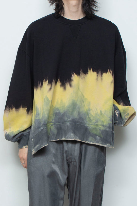 ハンドダイドロングスリーブプルオーバー BLACK DYED