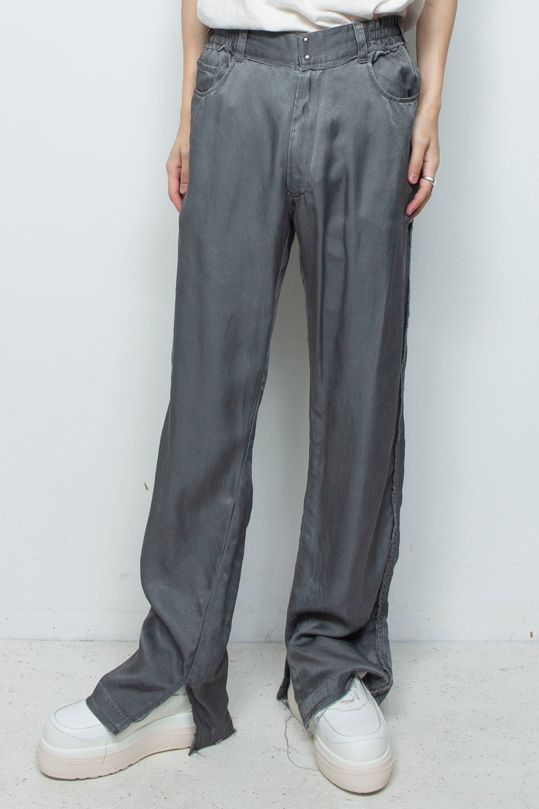 ピグメントウォッシュドローライズ5Pセミフレアパンツ SLATE GRAY