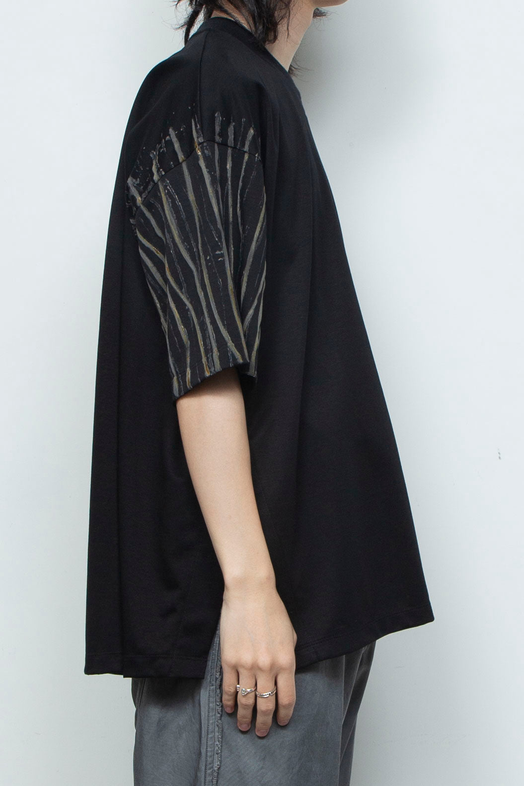 スーペリアピマコットンハンドペイントTシャツ BLACK