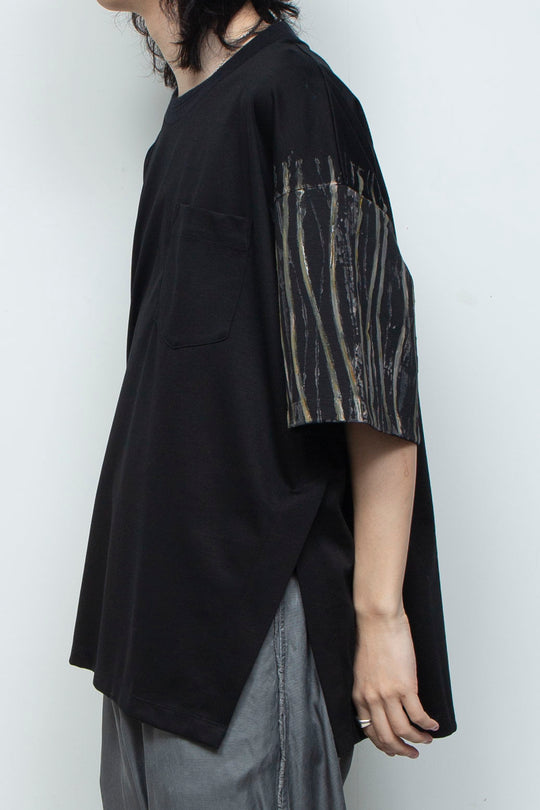スーペリアピマコットンハンドペイントTシャツ BLACK