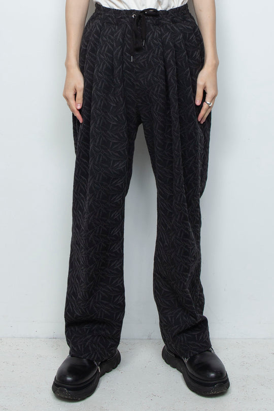 フルエンブロイダリージャージーイージーパンツ BLACK