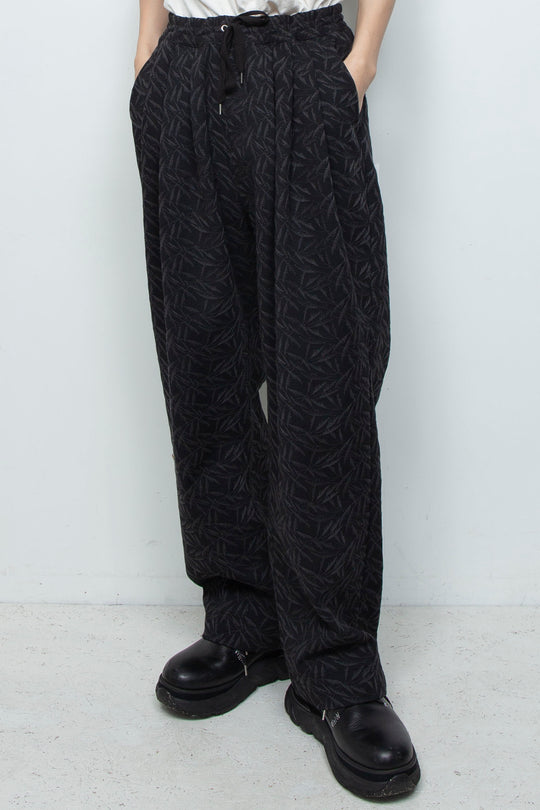 フルエンブロイダリージャージーイージーパンツ BLACK