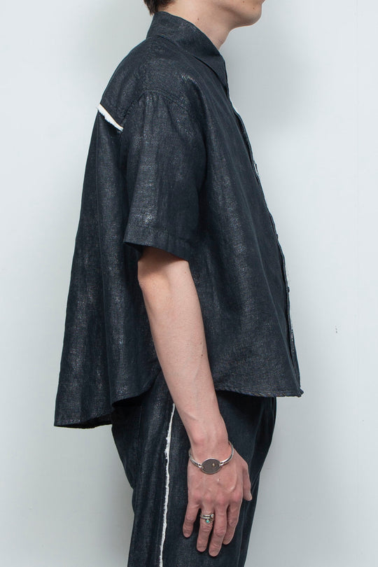 ホイルプリントショートスリーブコンパクトシャツ BLACK FOIL