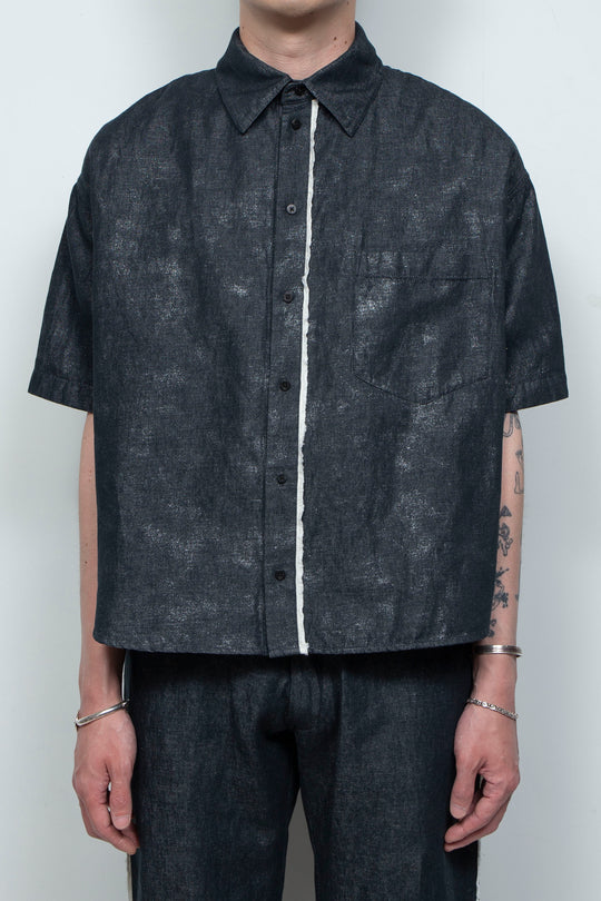 ホイルプリントショートスリーブコンパクトシャツ BLACK FOIL