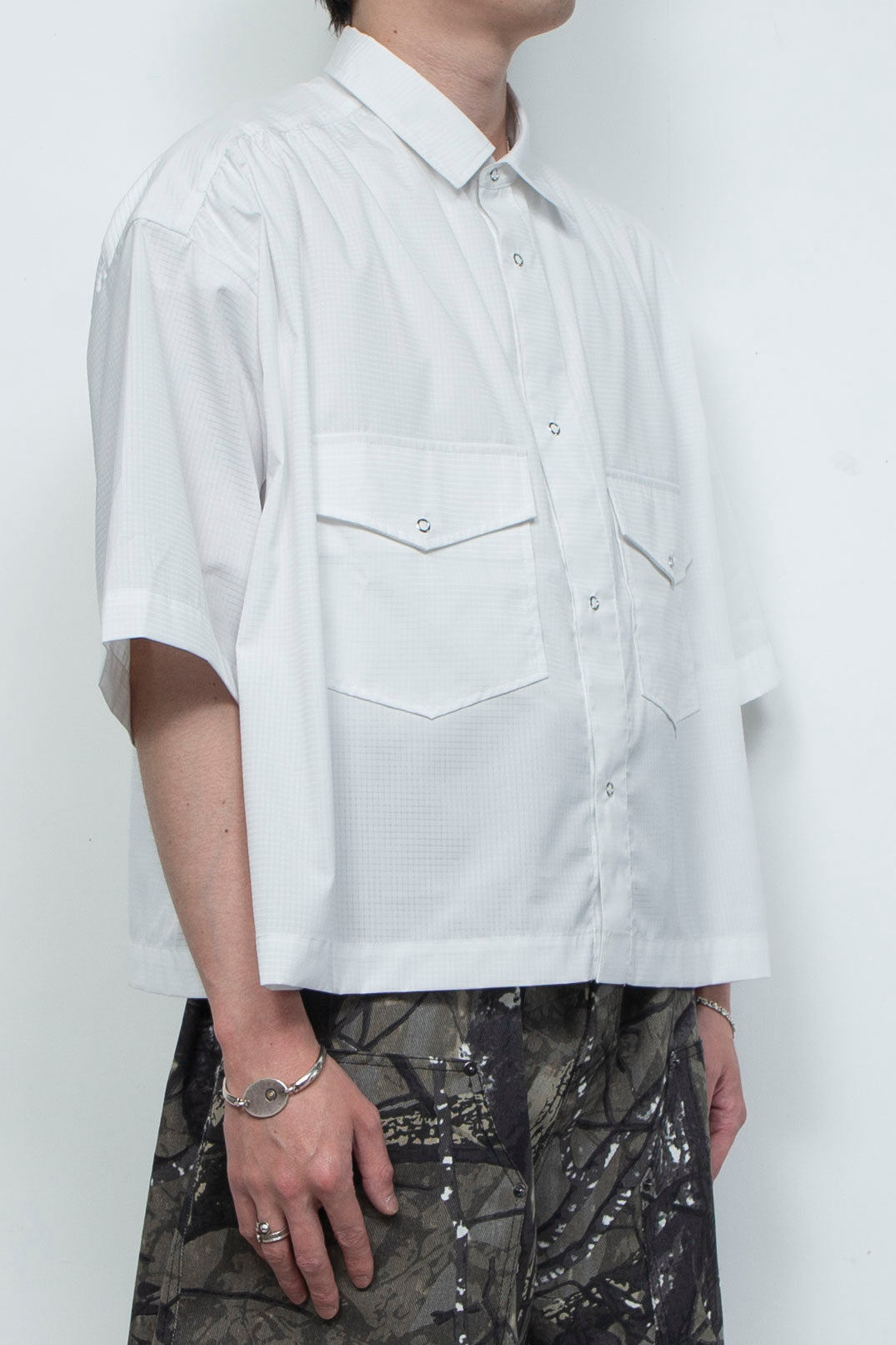 Supima Tech Broadcloth Gathered Shirt WHITE