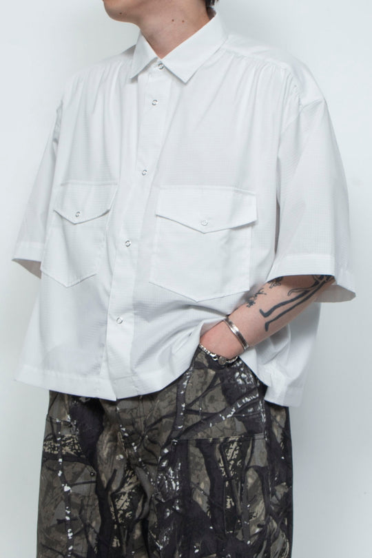 Supima Tech Broadcloth Gathered Shirt WHITE