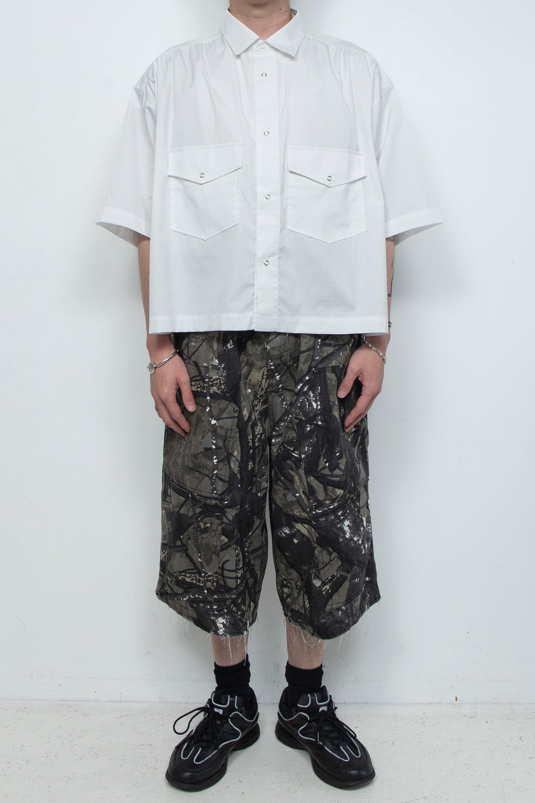 Supima Tech Broadcloth Gathered Shirt WHITE
