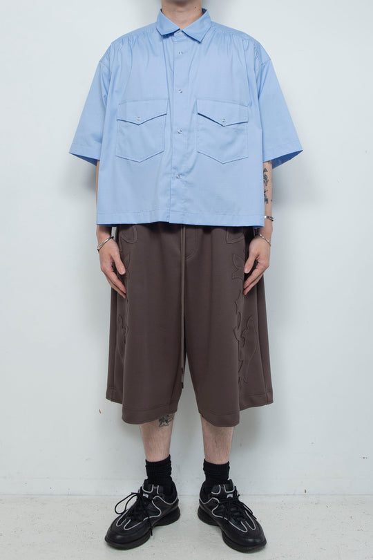 Supima Tech Broadcloth Gathered Shirt BLUE
