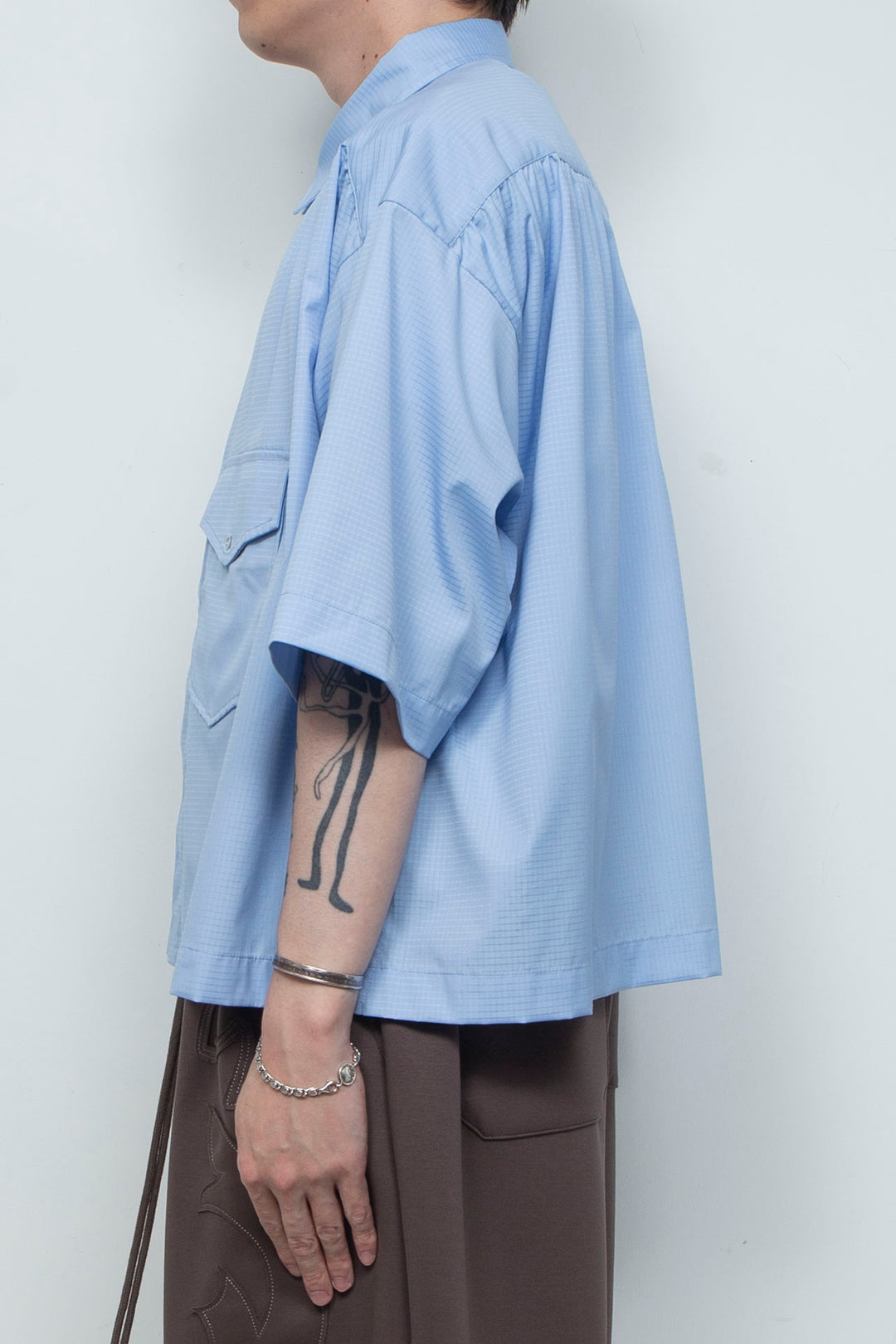 Supima Tech Broadcloth Gathered Shirt BLUE