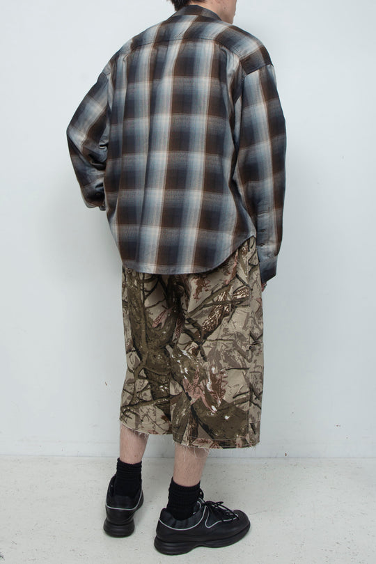 Camouflage Twill 9-Pocket Knee-Length Shorts BEIGE