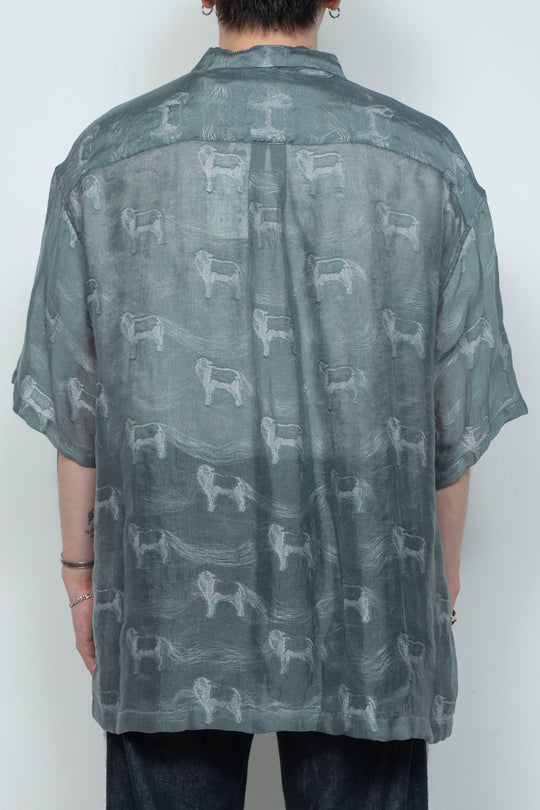 "MERCED" Modified Lambscape Jaqurd Shirt SAGE GREEN
