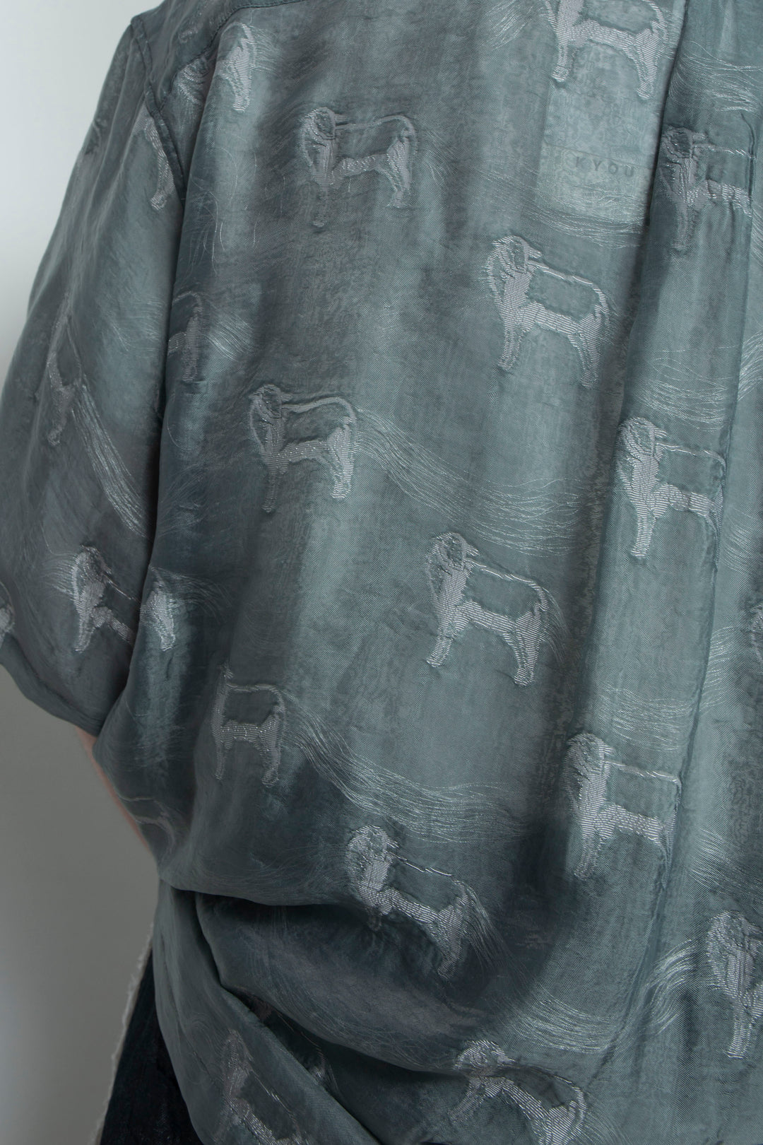 "MERCED" Modified Lambscape Jaqurd Shirt SAGE GREEN