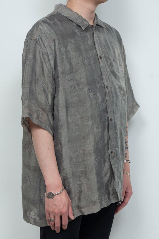 "MERCED" Modified Lambscape Jaqurd Shirt L.BROWN