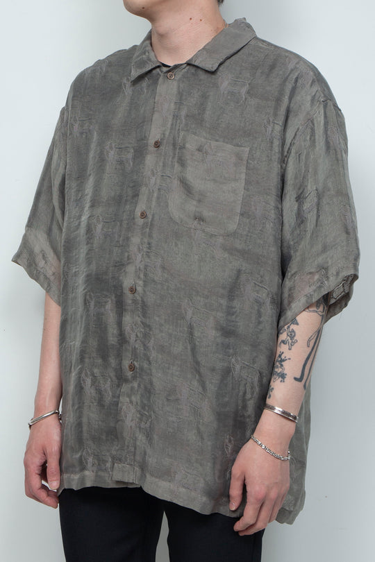 "MERCED" Modified Lambscape Jaqurd Shirt L.BROWN