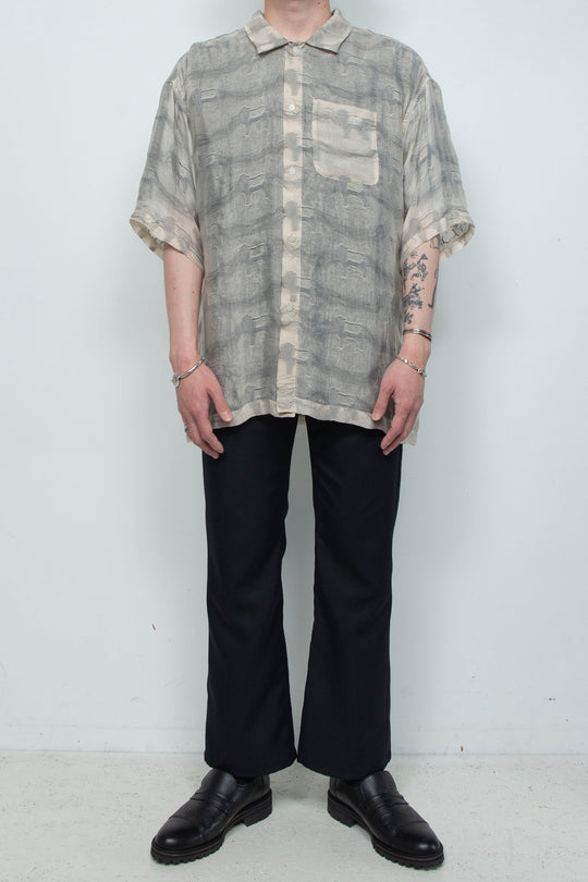 "MERCED" Modified Lambscape Jaqurd Shirt IVORY