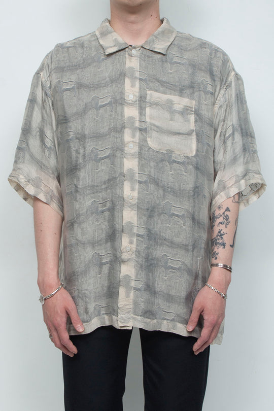 "MERCED" Modified Lambscape Jaqurd Shirt IVORY