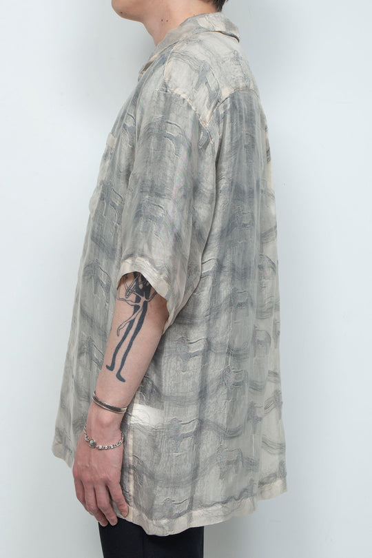 "MERCED" Modified Lambscape Jaqurd Shirt IVORY