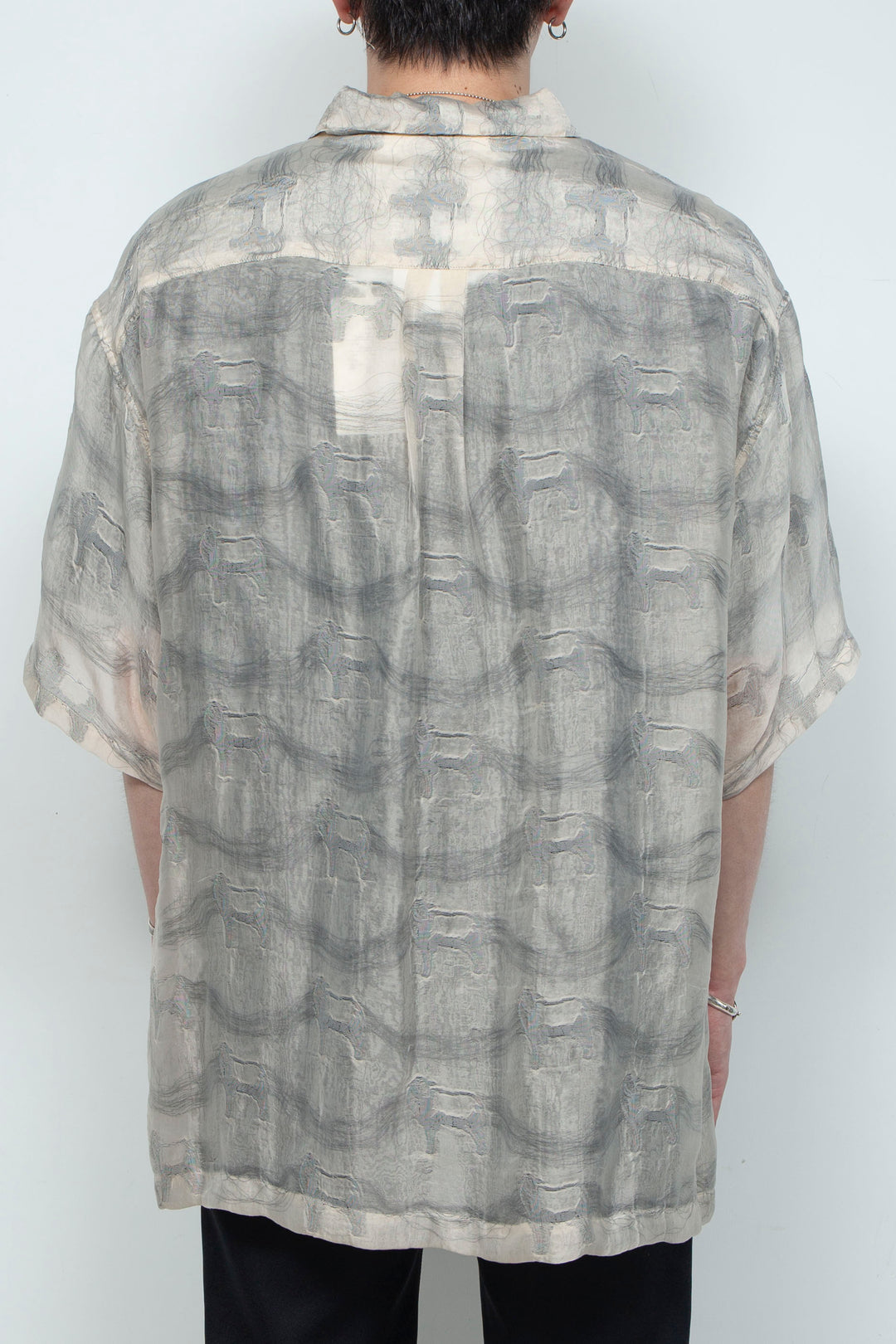 "MERCED" Modified Lambscape Jaqurd Shirt IVORY