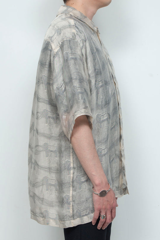"MERCED" Modified Lambscape Jaqurd Shirt IVORY