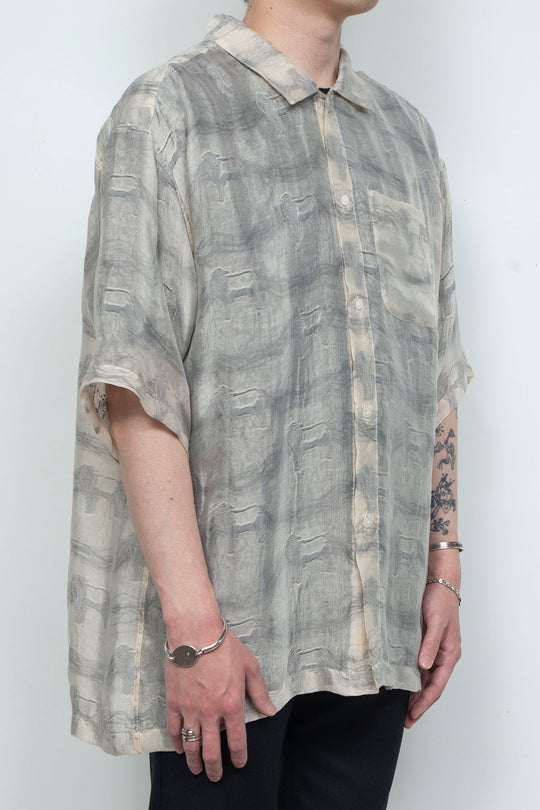 "MERCED" Modified Lambscape Jaqurd Shirt IVORY