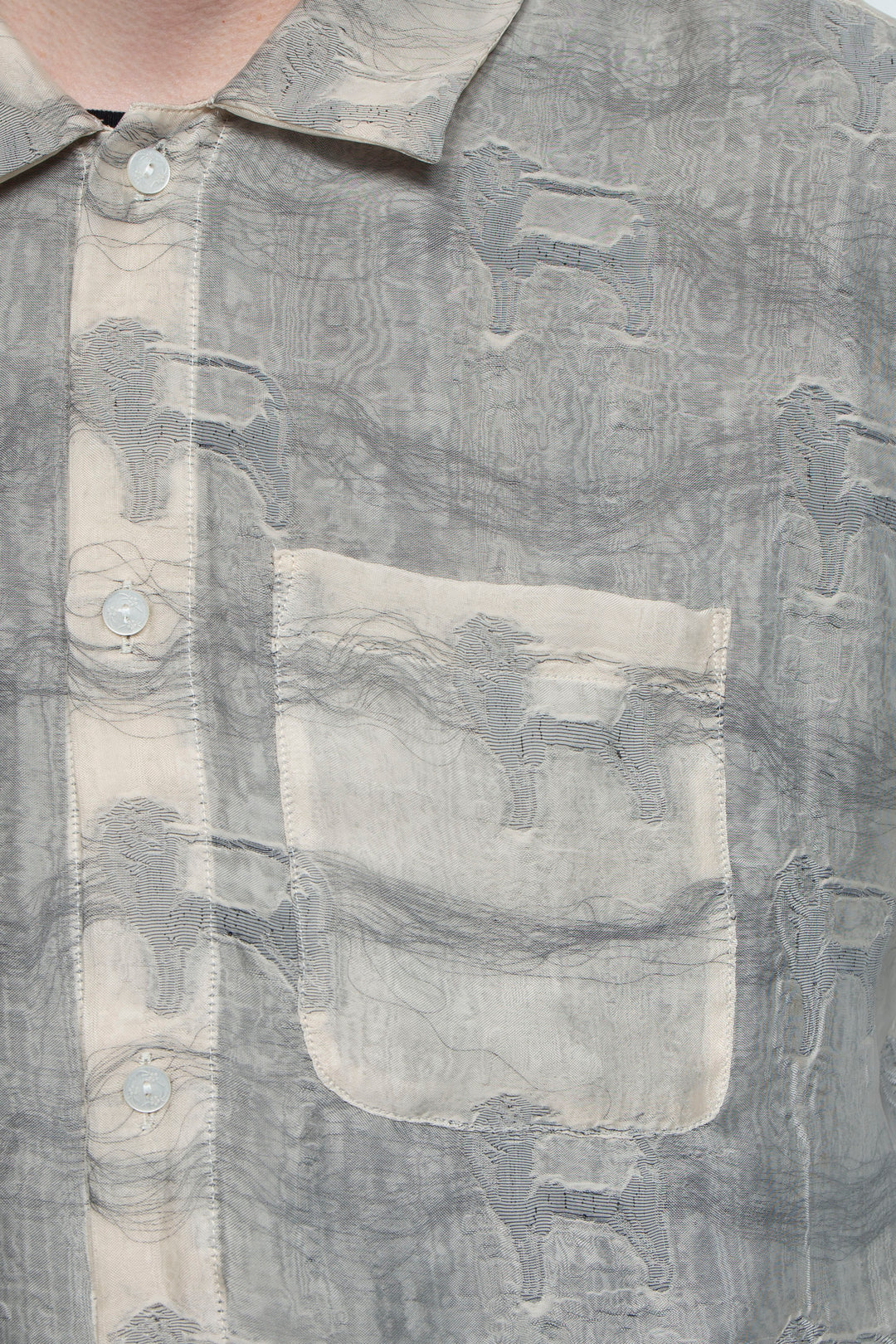 "MERCED" Modified Lambscape Jaqurd Shirt IVORY