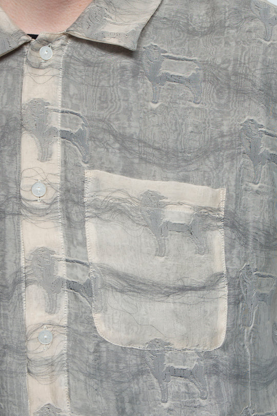 "MERCED" Modified Lambscape Jaqurd Shirt IVORY