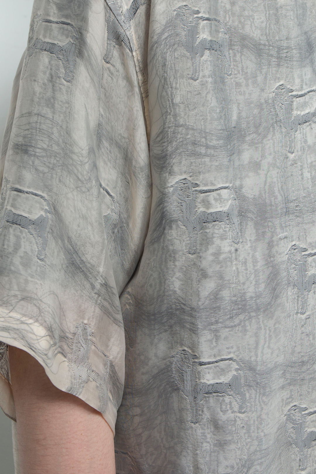 "MERCED" Modified Lambscape Jaqurd Shirt IVORY