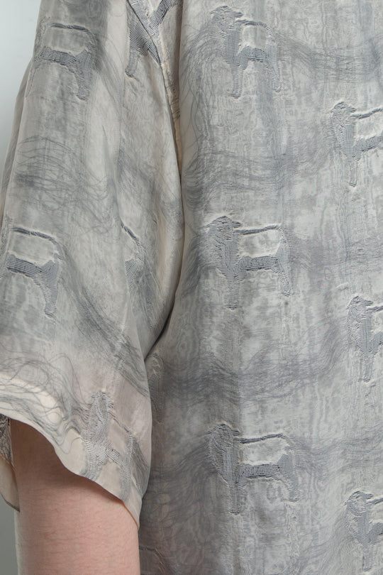 "MERCED" Modified Lambscape Jaqurd Shirt IVORY