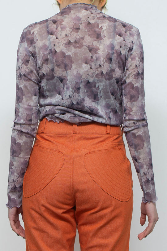 Snapdragon Floral Print Fitted Top Grey