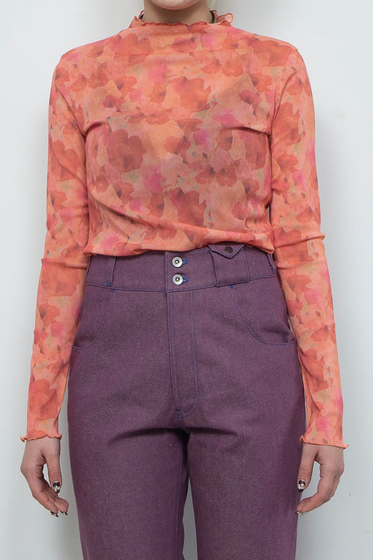 Snapdragon Floral Print Fitted Top Pink