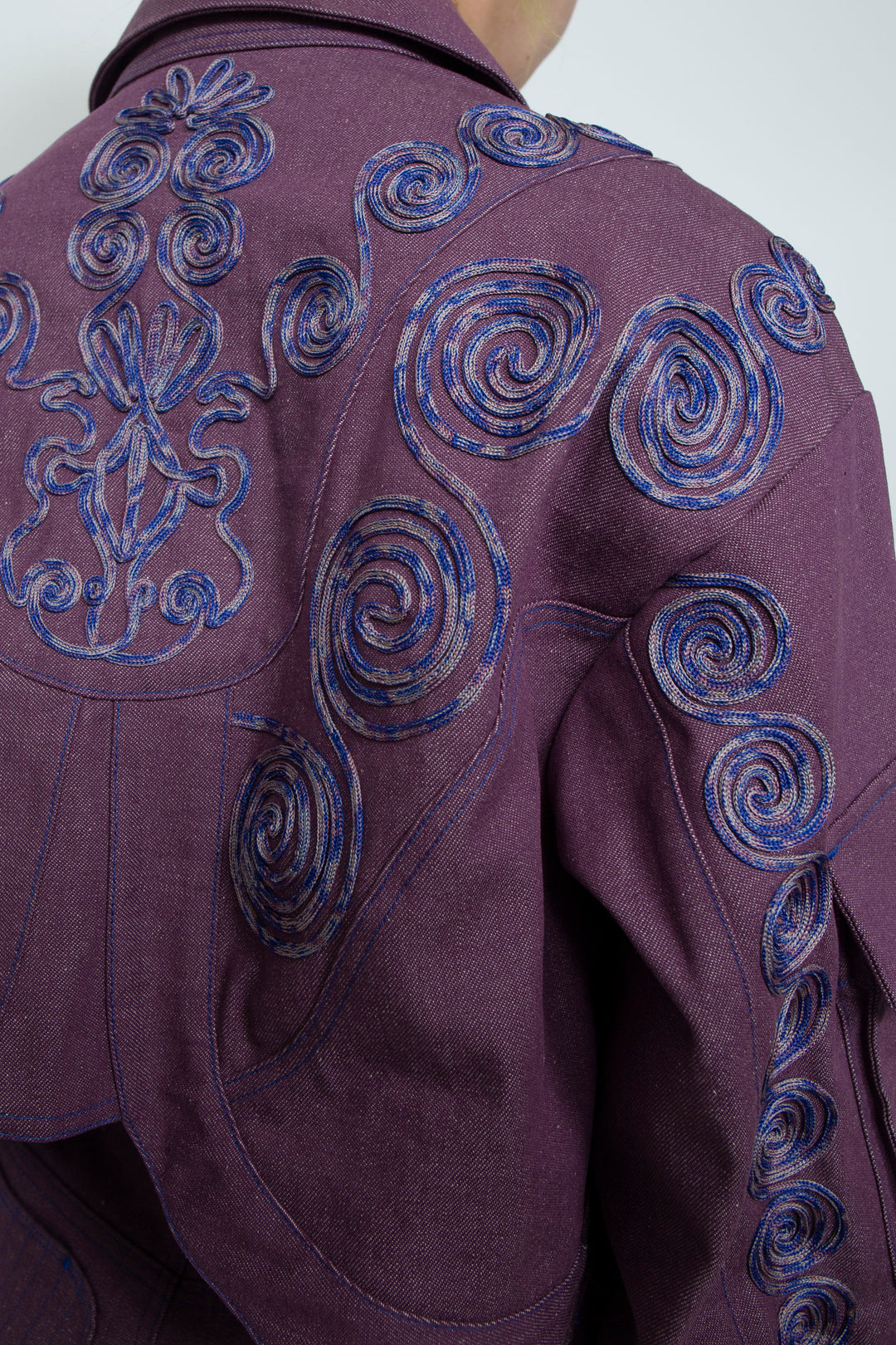 Goldfish Embroidered Denim Jacket Purple