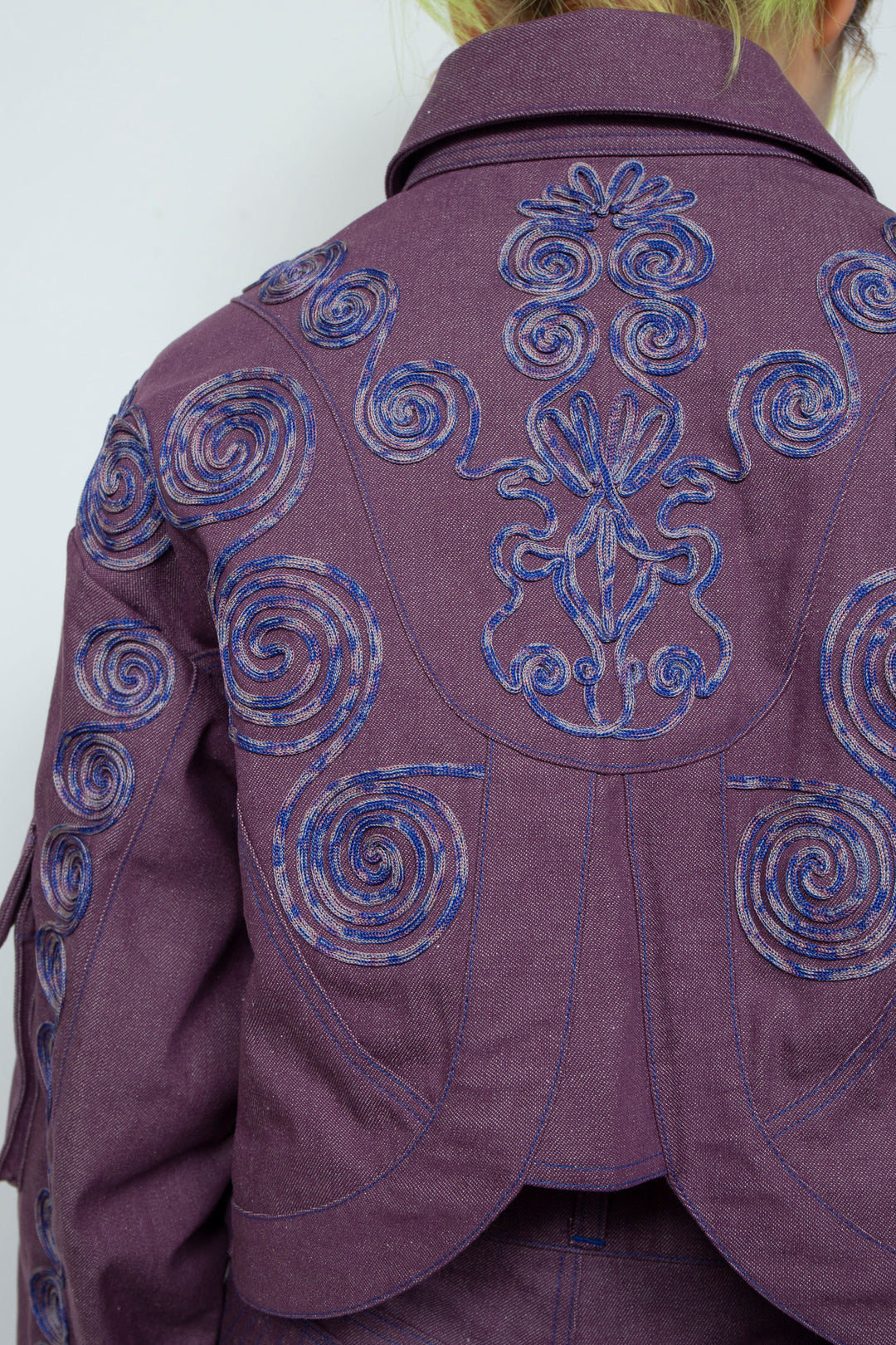 Goldfish Embroidered Denim Jacket Purple