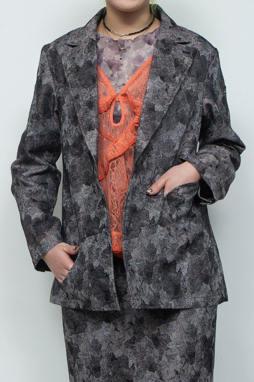 Snapdragon Floral Jacquard Jacket Grey
