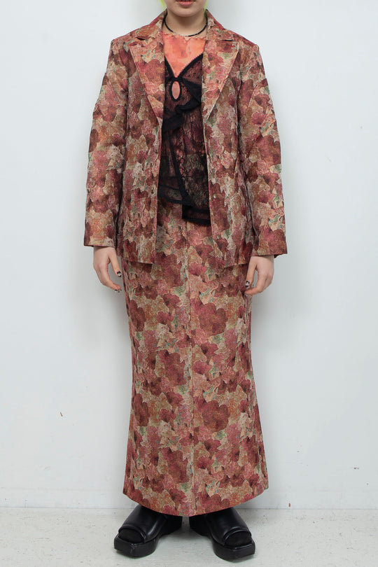 Snapdragon Floral Jacquard Jacket Red