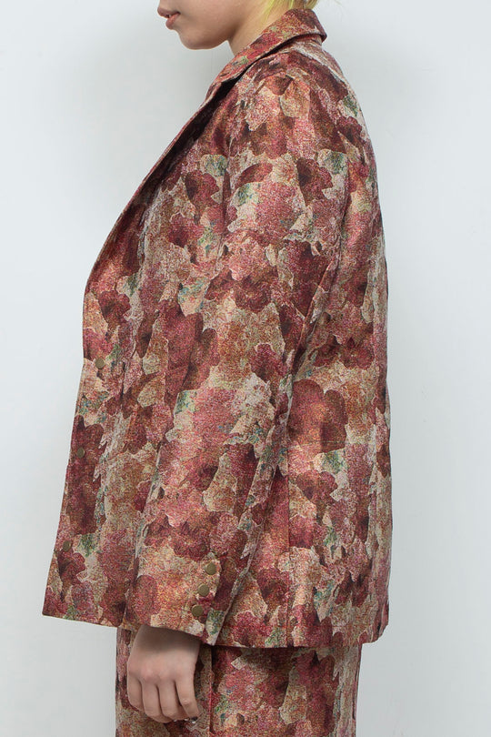 Snapdragon Floral Jacquard Jacket Red