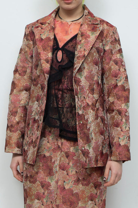 Snapdragon Floral Jacquard Jacket Red