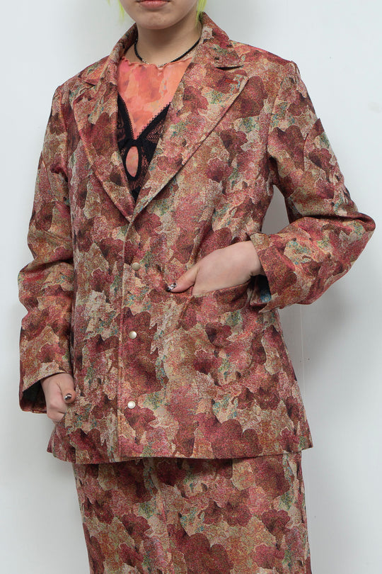 Snapdragon Floral Jacquard Jacket Red