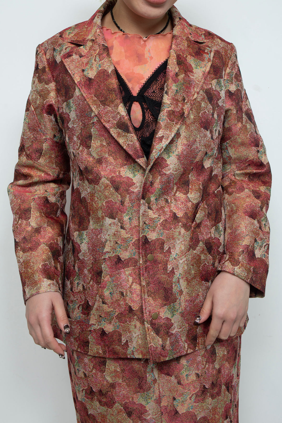 Snapdragon Floral Jacquard Jacket Red