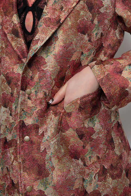 Snapdragon Floral Jacquard Jacket Red