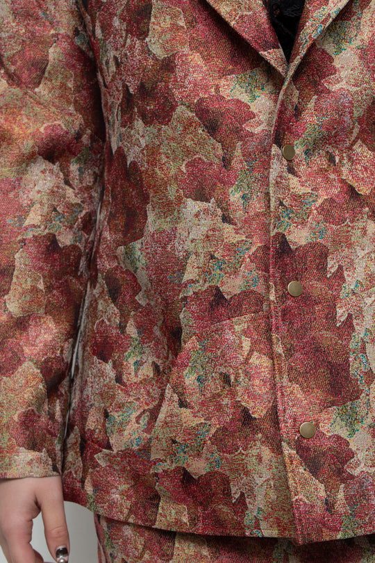 Snapdragon Floral Jacquard Jacket Red