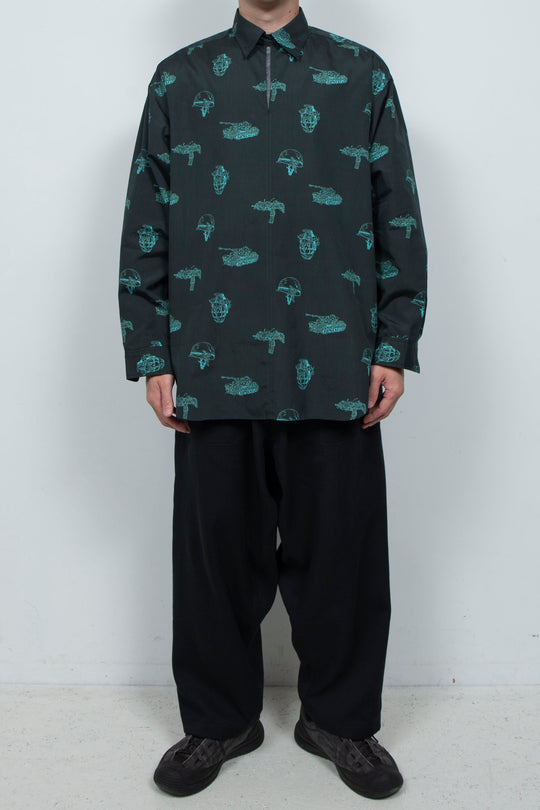 L/S Patterned Skipper Shirt Dark Green