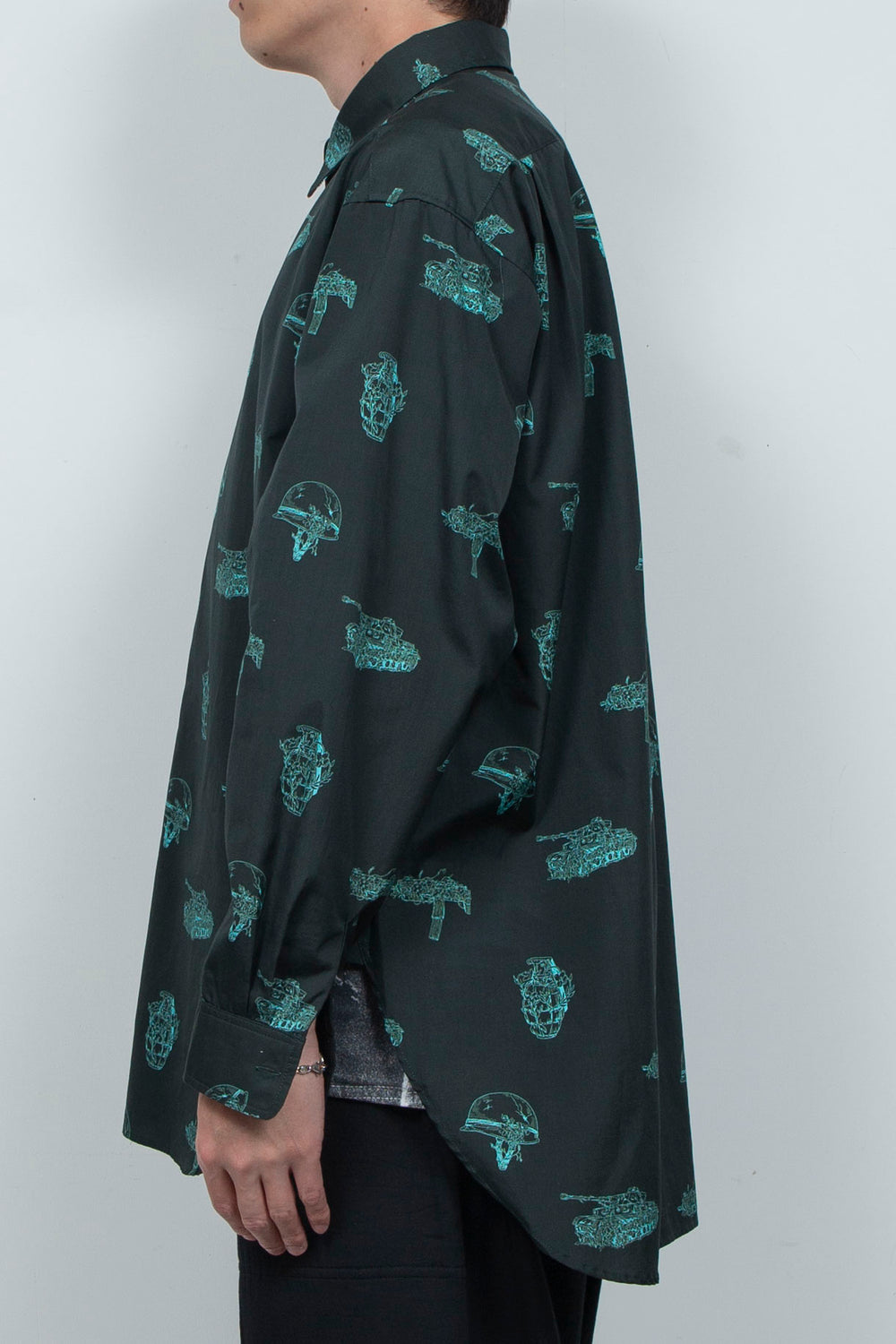 L/S Patterned Skipper Shirt Dark Green