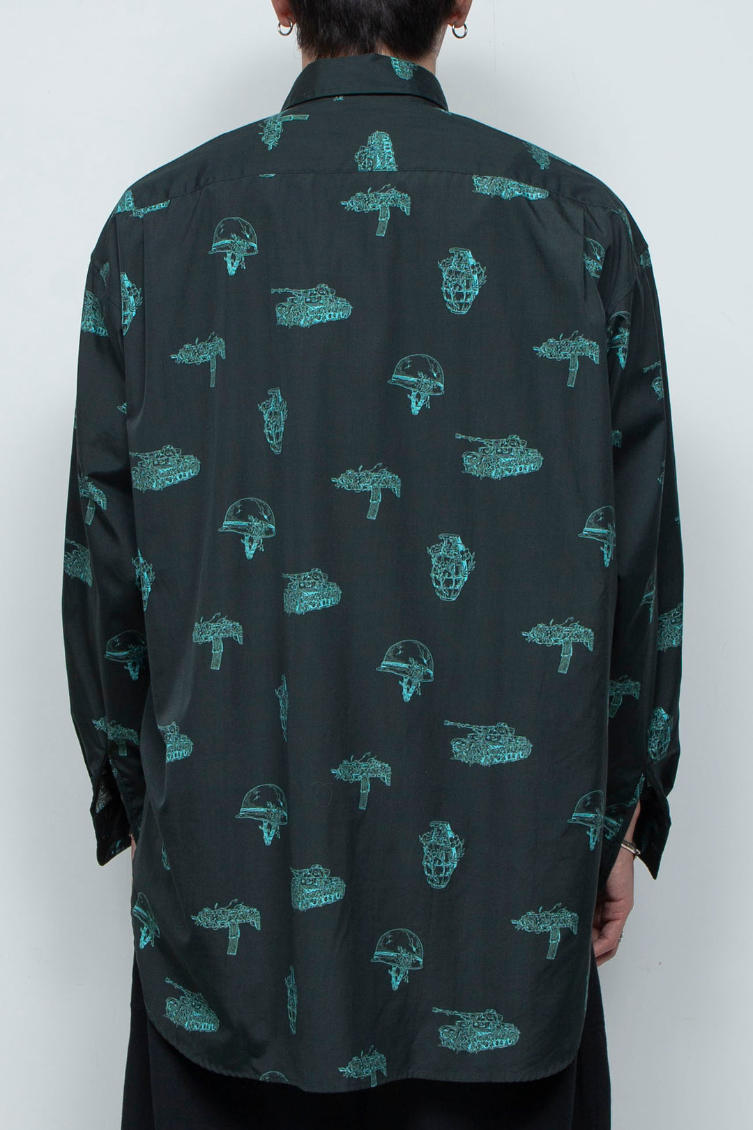L/S Patterned Skipper Shirt Dark Green