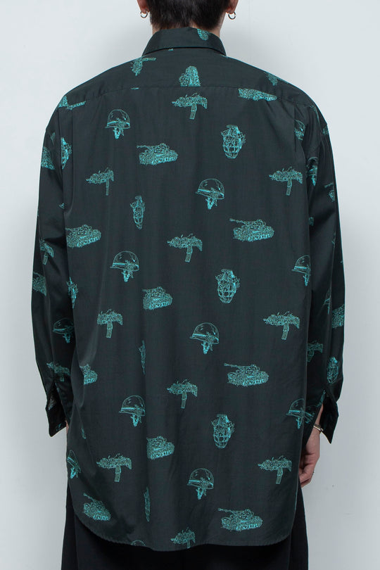 L/S Patterned Skipper Shirt Dark Green