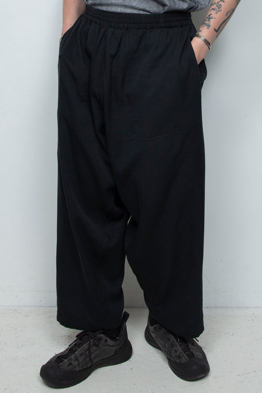 Overlap Wide Easy Pants Black