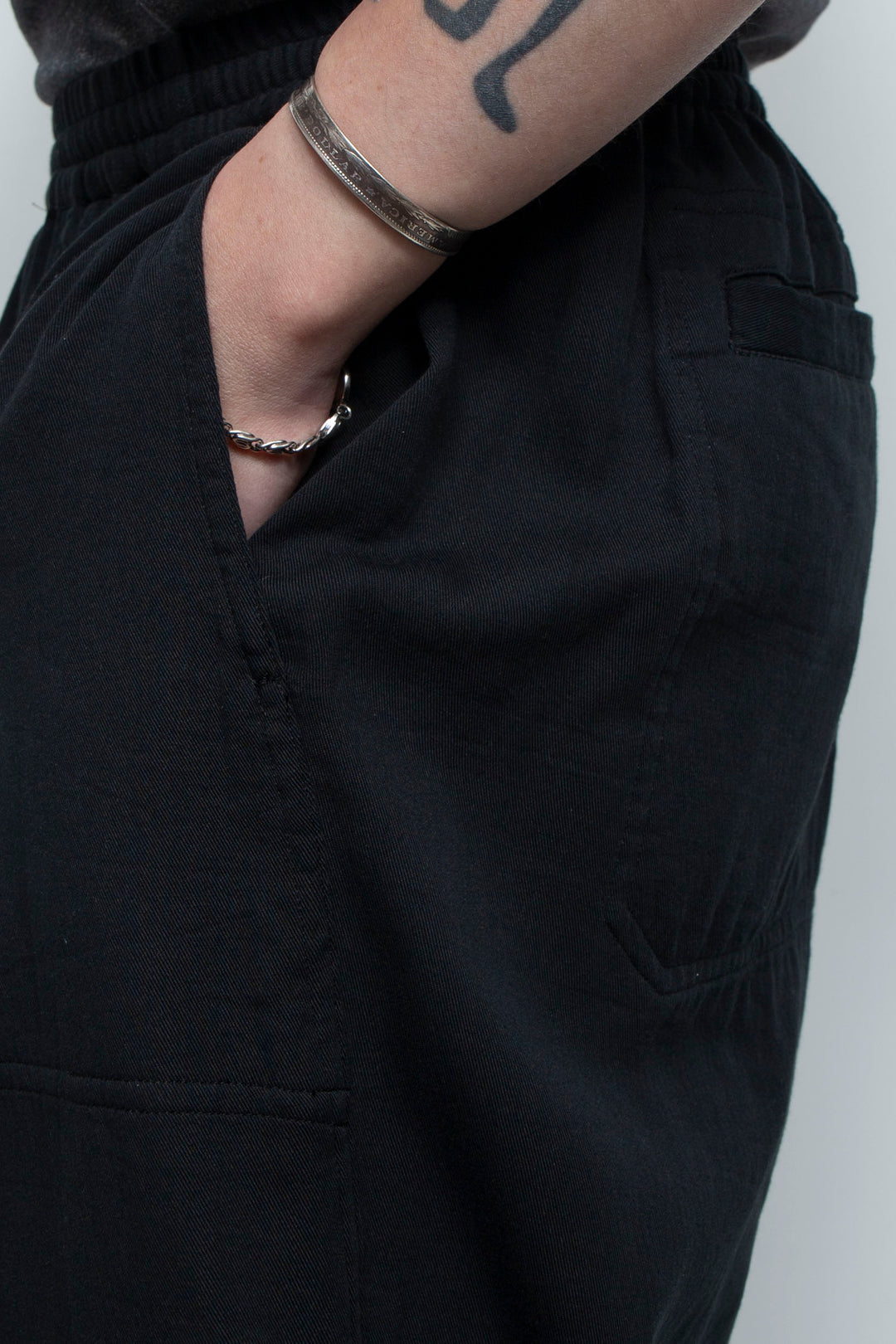 Overlap Wide Easy Pants Black