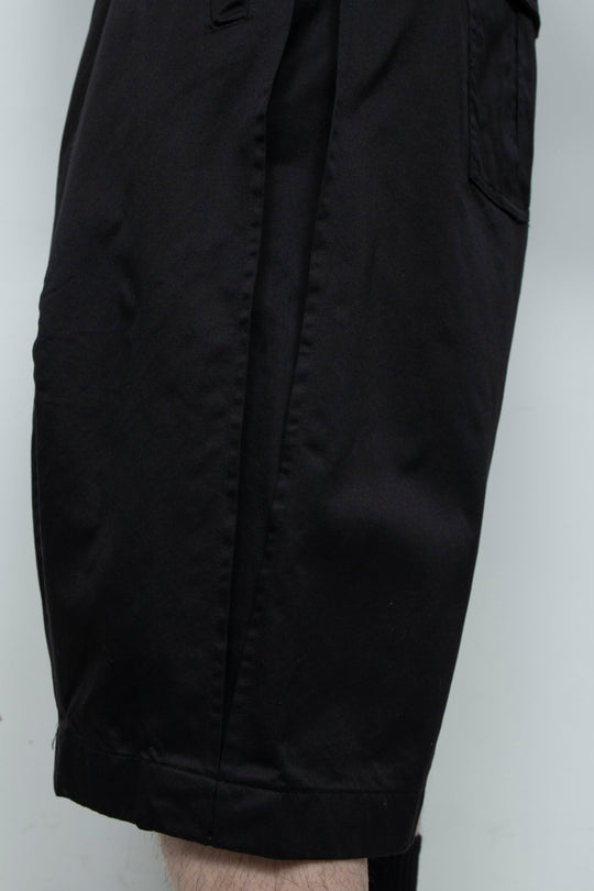 Box Pleats Half Pants Black