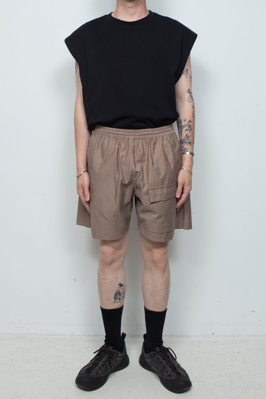 Fold Back Easy Shorts Dark Beige