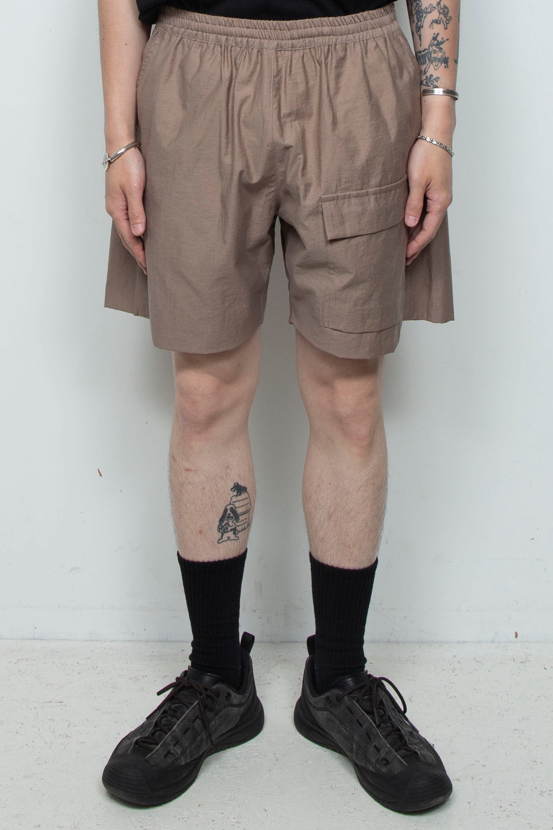 Fold Back Easy Shorts Dark Beige