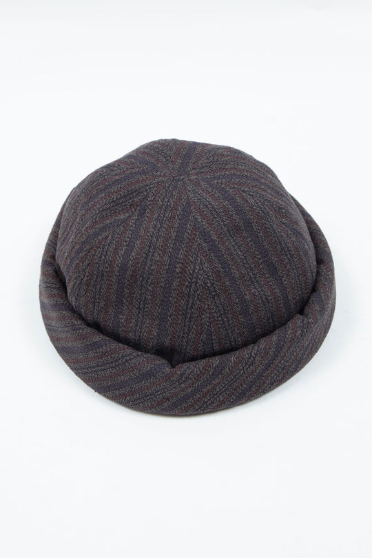 Dobby Stripe Roll Cap Charcoal Gray